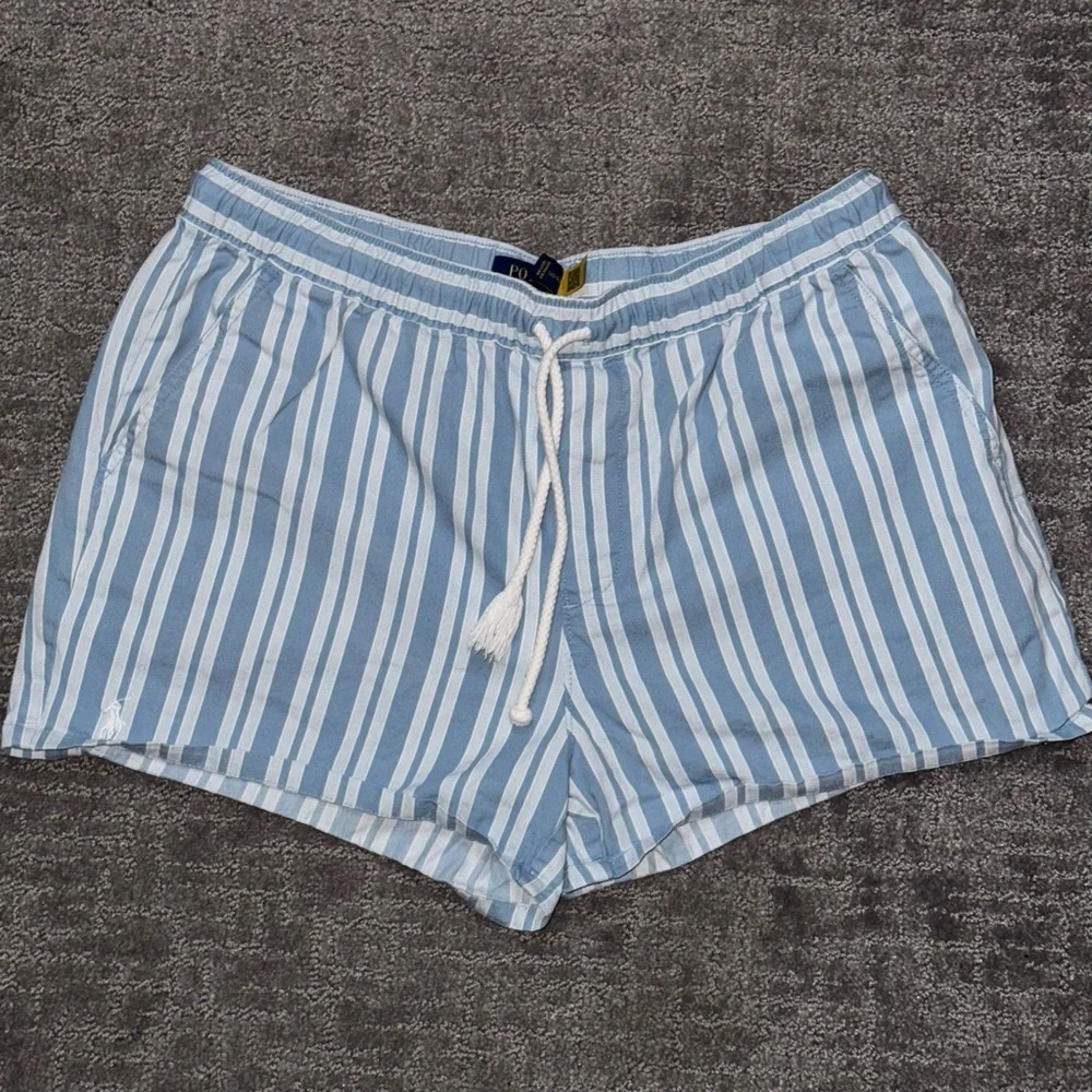 POLO
Ralph Lauren Light Blue Striped Shorts | Pre-Loved - Picture 8 of 9
